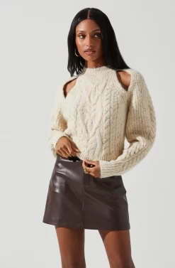 Natalie Cutout Cable Knit Sweater 8 Natalie Cutout Cable Knit Sweater -ASTR the Label Store ACT17834 CREAM 4 scaled