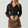 Millie Cropped Button Up Satin Top