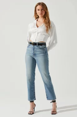 Millie Cropped Button Up Satin Top -ASTR the Label Store ACT17847 WHITE 1 scaled