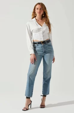Millie Cropped Button Up Satin Top -ASTR the Label Store ACT17847 WHITE 2 scaled