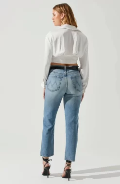 Millie Cropped Button Up Satin Top -ASTR the Label Store ACT17847 WHITE 6 5 scaled