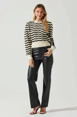 Jaylani Chevron Stripe Pointelle Sweater 16 Jaylani Chevron Stripe Pointelle Sweater -ASTR the Label Store ACT17850 CREAMBLACK 1 scaled