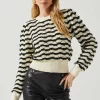 Jaylani Chevron Stripe Pointelle Sweater