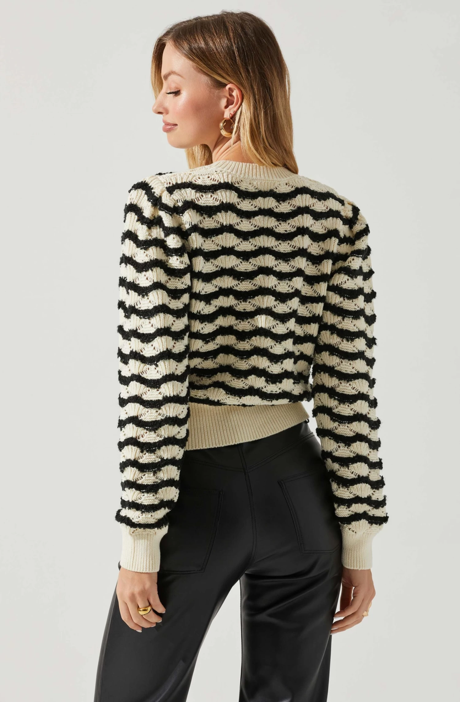 Jaylani Chevron Stripe Pointelle Sweater 6 Jaylani Chevron Stripe Pointelle Sweater - Image 6