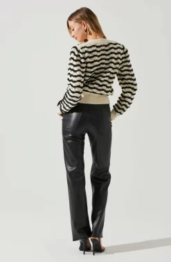Jaylani Chevron Stripe Pointelle Sweater 15 Jaylani Chevron Stripe Pointelle Sweater -ASTR the Label Store ACT17850 CREAMBLACK 6 scaled