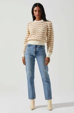 Jaylani Chevron Stripe Pointelle Sweater 21 Jaylani Chevron Stripe Pointelle Sweater -ASTR the Label Store ACT17850 CREAMMOCHA 2 scaled