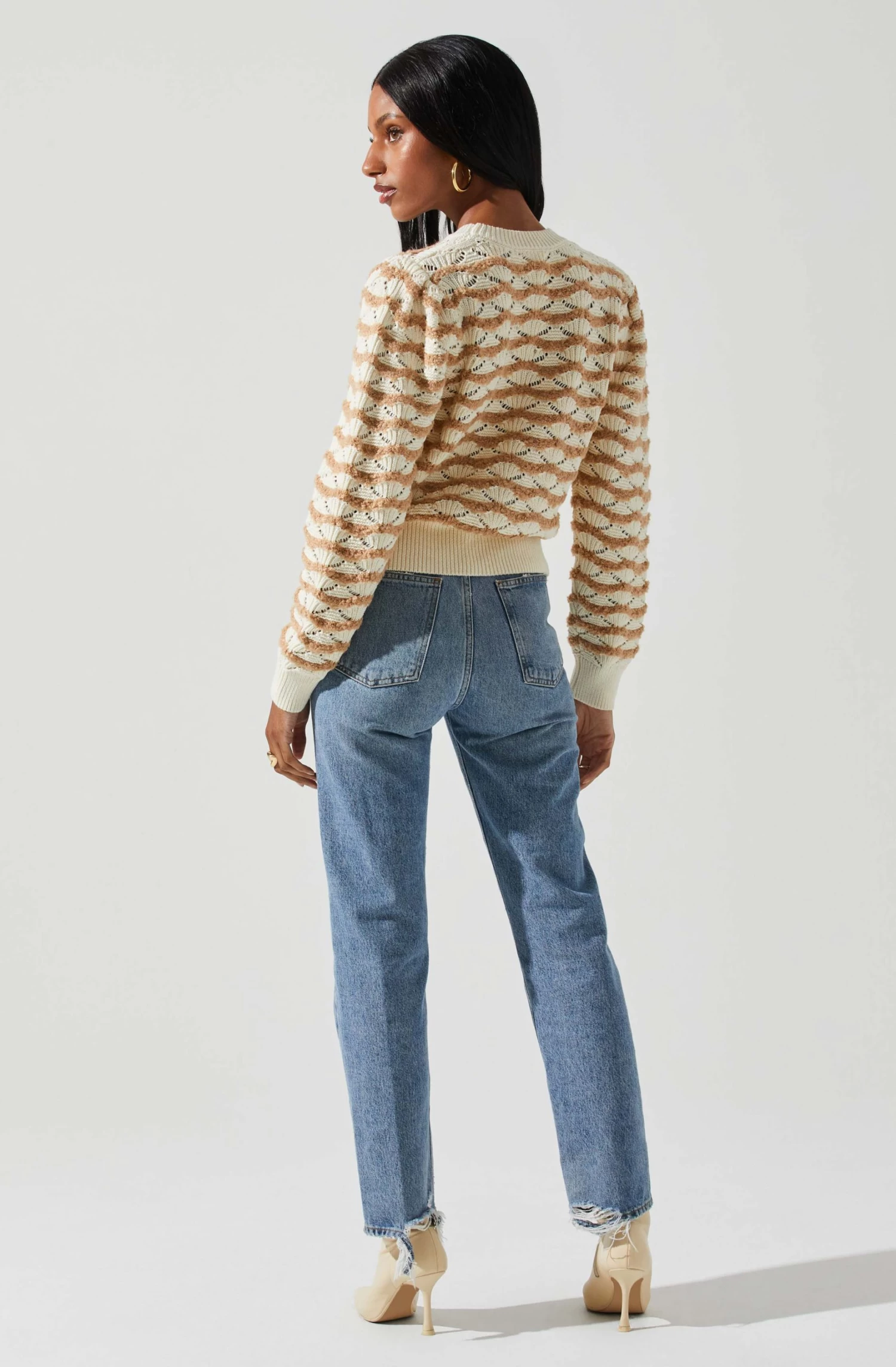 Jaylani Chevron Stripe Pointelle Sweater 11 Jaylani Chevron Stripe Pointelle Sweater - Image 11