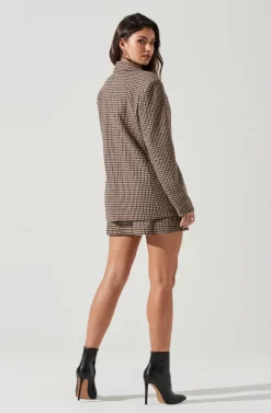 Brina Plaid Double Breasted Blazer -ASTR the Label Store ACT17876 BROWNBLACK 1628 5 scaled