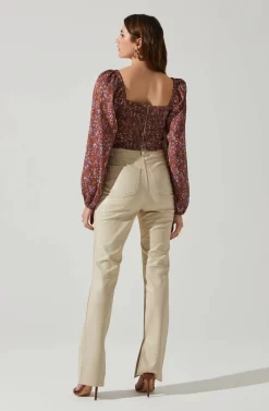 Penny Floral Puff Sleeve Top 10 Penny Floral Puff Sleeve Top -ASTR the Label Store ACT17882C BROWNPURPLEFLORAL 6 scaled