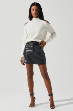 Tori Pearl Embellished Cold Shoulder Sweater -ASTR the Label Store ACT17885 CREAM 2 scaled