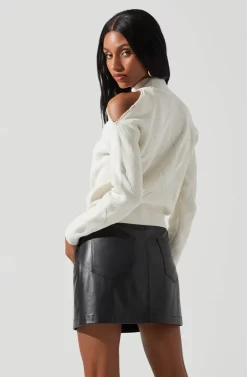 Tori Pearl Embellished Cold Shoulder Sweater -ASTR the Label Store ACT17885 CREAM 7 scaled