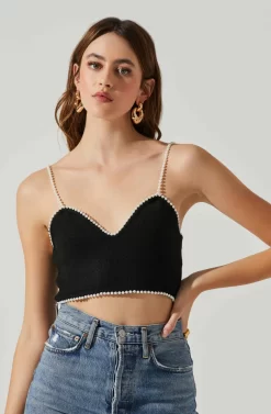 Kira Pearl Embellished Sweater Top -ASTR the Label Store ACT17886 BLACK 3 scaled