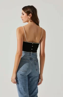 Kira Pearl Embellished Sweater Top -ASTR the Label Store ACT17886 BLACK 5 scaled