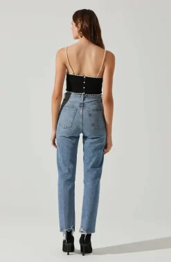 Kira Pearl Embellished Sweater Top -ASTR the Label Store ACT17886 BLACK 6 scaled