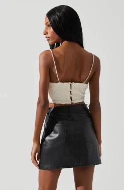 Kira Pearl Embellished Sweater Top -ASTR the Label Store ACT17886 CREAM 6 scaled