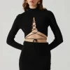 Raven Mock Neck Tie Waist Sweater