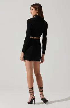 Raven Mock Neck Tie Waist Sweater -ASTR the Label Store ACT17903 BLACK 6 scaled