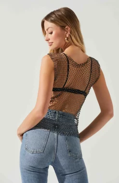 Julane Rhinestone Mesh Top -ASTR the Label Store ACT17938 BLACKSILVER 5 scaled