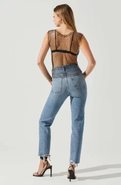 Julane Rhinestone Mesh Top -ASTR the Label Store ACT17938 BLACKSILVER 6 scaled