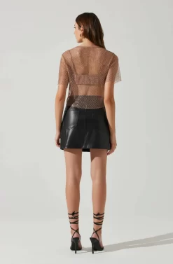 Mckay Rhinestone Mesh Short Sleeve Top -ASTR the Label Store ACT18042 TAUPE 6 scaled
