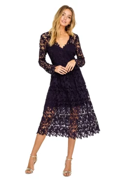 Long Sleeve Lace Midi Dress