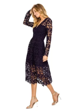 Long Sleeve Lace Midi Dress -ASTR the Label Store ADR100195 EGGPLANT 2 scaled