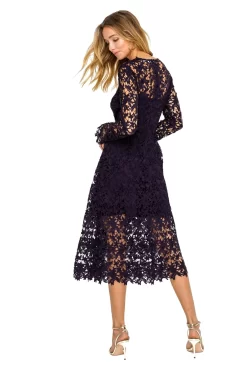 Long Sleeve Lace Midi Dress -ASTR the Label Store ADR100195 EGGPLANT 3 scaled