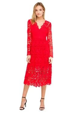 Long Sleeve Lace Midi Dress -ASTR the Label Store ADR100195 RED LIPSTICK 1 scaled