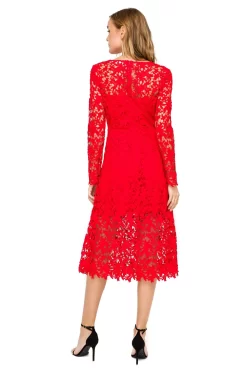 Long Sleeve Lace Midi Dress -ASTR the Label Store ADR100195 RED LIPSTICK 3 scaled