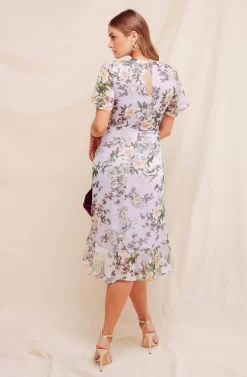 Cinched Mermaid Midi Dress 7 Cinched Mermaid Midi Dress -ASTR the Label Store ADR100346 LILAC FLORAL 8 scaled