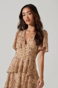 Tayla Floral Ruffle Maxi Dress -ASTR the Label Store ADR100686C CREAMMAUVEDITSY 3 scaled