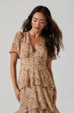 Tayla Floral Ruffle Maxi Dress -ASTR the Label Store ADR100686C CREAMMAUVEDITSY 4 scaled