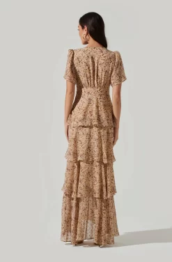 Tayla Floral Ruffle Maxi Dress -ASTR the Label Store ADR100686C CREAMMAUVEDITSY 5 scaled
