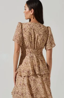 Tayla Floral Ruffle Maxi Dress -ASTR the Label Store ADR100686C CREAMMAUVEDITSY 6 scaled