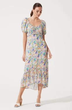 Balloon Sleeve Sweetheart Floral Maxi
