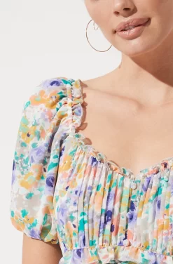 Balloon Sleeve Sweetheart Floral Maxi -ASTR the Label Store ADR100850 PURPLE GREEN MULTI FLORAL 794 scaled