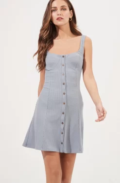 Serafina Ribbed Knit Button Down Dress -ASTR the Label Store ADR100868 BLUE GREY 2 scaled
