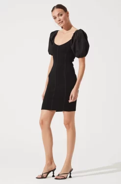 Balloon Sleeve Bodycon Dress -ASTR the Label Store ADR100886 BLACK 860 scaled