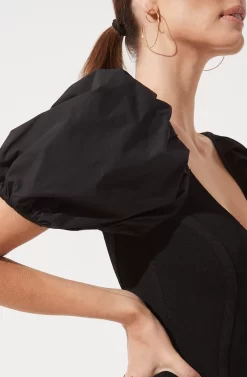 Balloon Sleeve Bodycon Dress -ASTR the Label Store ADR100886 BLACK 862 scaled