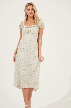 Short Sleeve Ruffle Neck Dress -ASTR the Label Store ADR100919 SAGEDAISYFLORAL 1 scaled