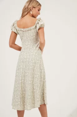 Short Sleeve Ruffle Neck Dress -ASTR the Label Store ADR100919 SAGEDAISYFLORAL 3 scaled