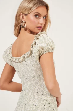 Short Sleeve Ruffle Neck Dress -ASTR the Label Store ADR100919 SAGEDAISYFLORAL 6 scaled