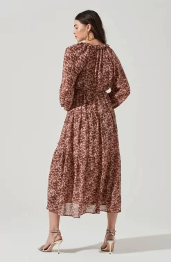 Long Sleeve Floral Button Front Tiered Midi Dress -ASTR the Label Store ADR100998B BLUSH RUSTMULTI 7 scaled