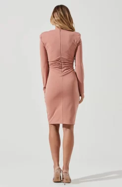 Volume Shoulder Long Sleeve Dress -ASTR the Label Store ADR101025B DARKMAUVE 3 scaled