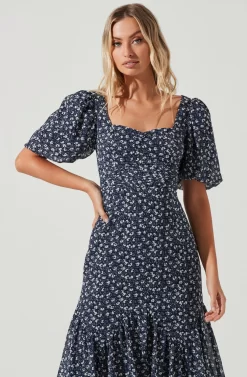 Short Sleeve Asymmetrical Hem Dress -ASTR the Label Store ADR101039 NAVYMULTIFLORAL 2 scaled