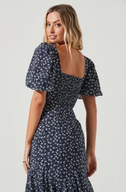 Short Sleeve Asymmetrical Hem Dress -ASTR the Label Store ADR101039 NAVYMULTIFLORAL 4 scaled