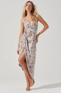 Giselle Floral Twist Front Midi Dress -ASTR the Label Store ADR101136 LAVENDERGOLDFLORAL 0229 scaled