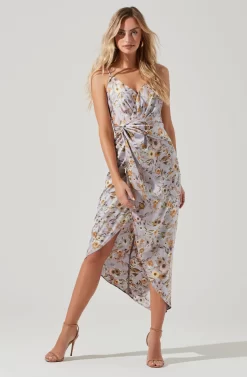 Giselle Floral Twist Front Midi Dress -ASTR the Label Store ADR101136 LAVENDERGOLDFLORAL 0232 scaled