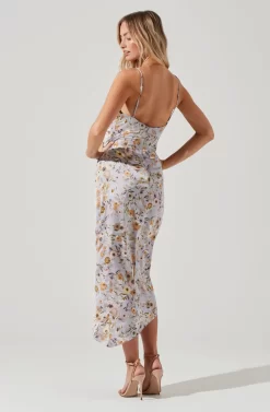 Giselle Floral Twist Front Midi Dress -ASTR the Label Store ADR101136 LAVENDERGOLDFLORAL 0245 scaled