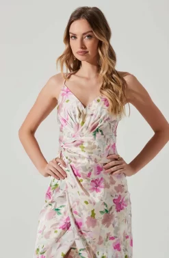 Giselle Floral Twist Front Midi Dress -ASTR the Label Store ADR101136 PINKGREENFLORAL 4 scaled